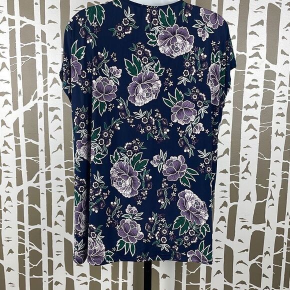 Lavish Floral Print Zip Neck Top 1X - Picture 4 of 8